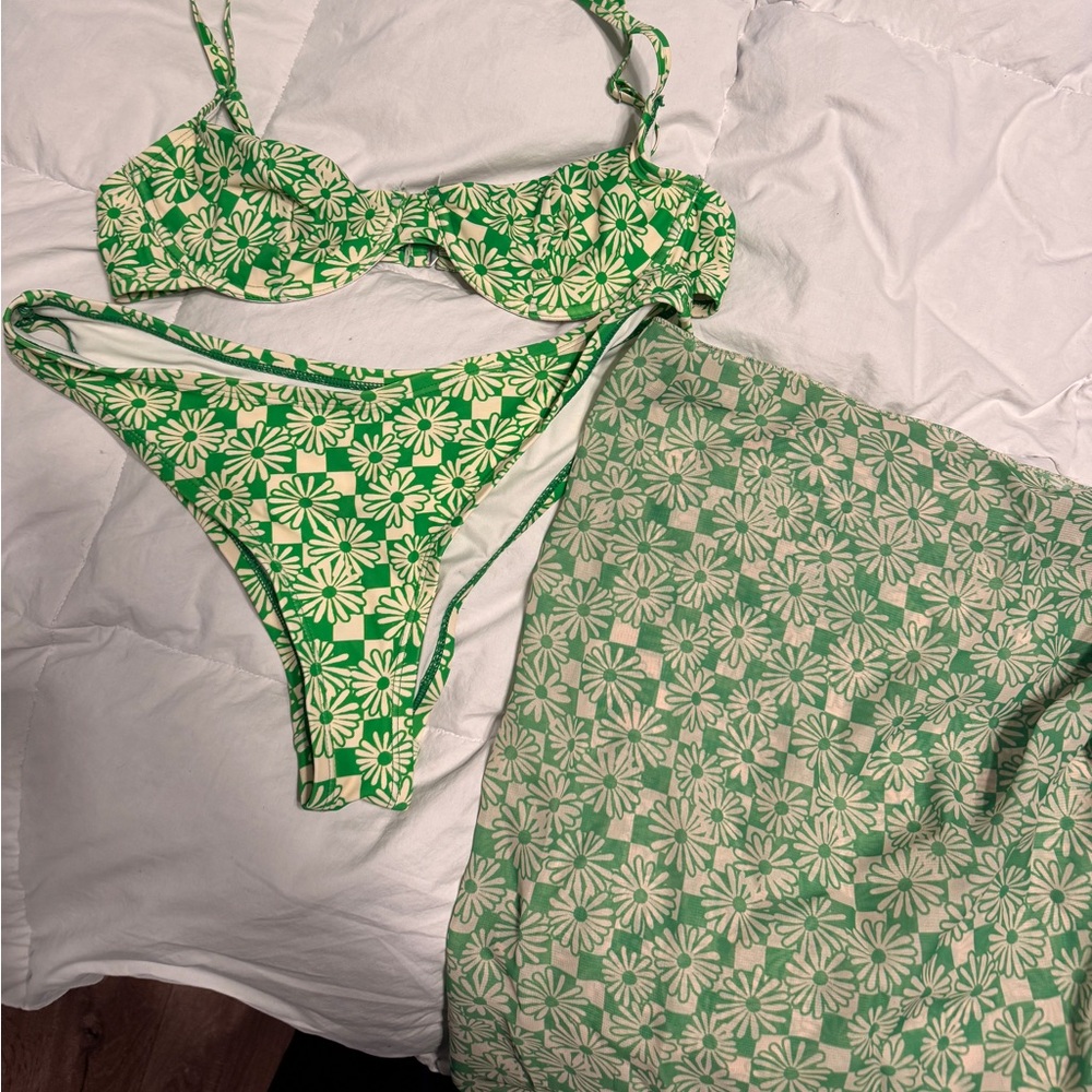Green Floral Bikini Set